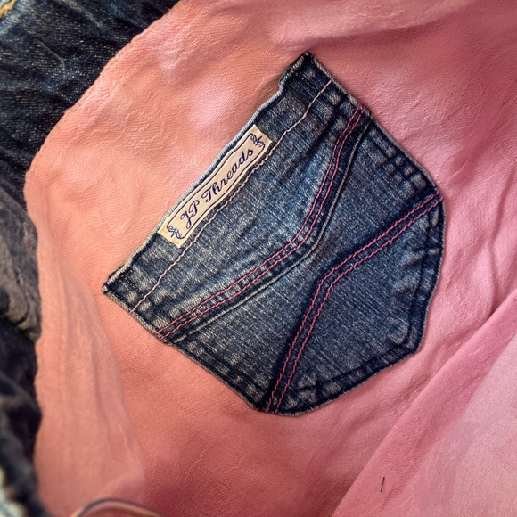 Handmade Upcycled Denim Shoulder Bag/Tote, Boho, Hippie Style, Embroidered - Picture 4 of 5